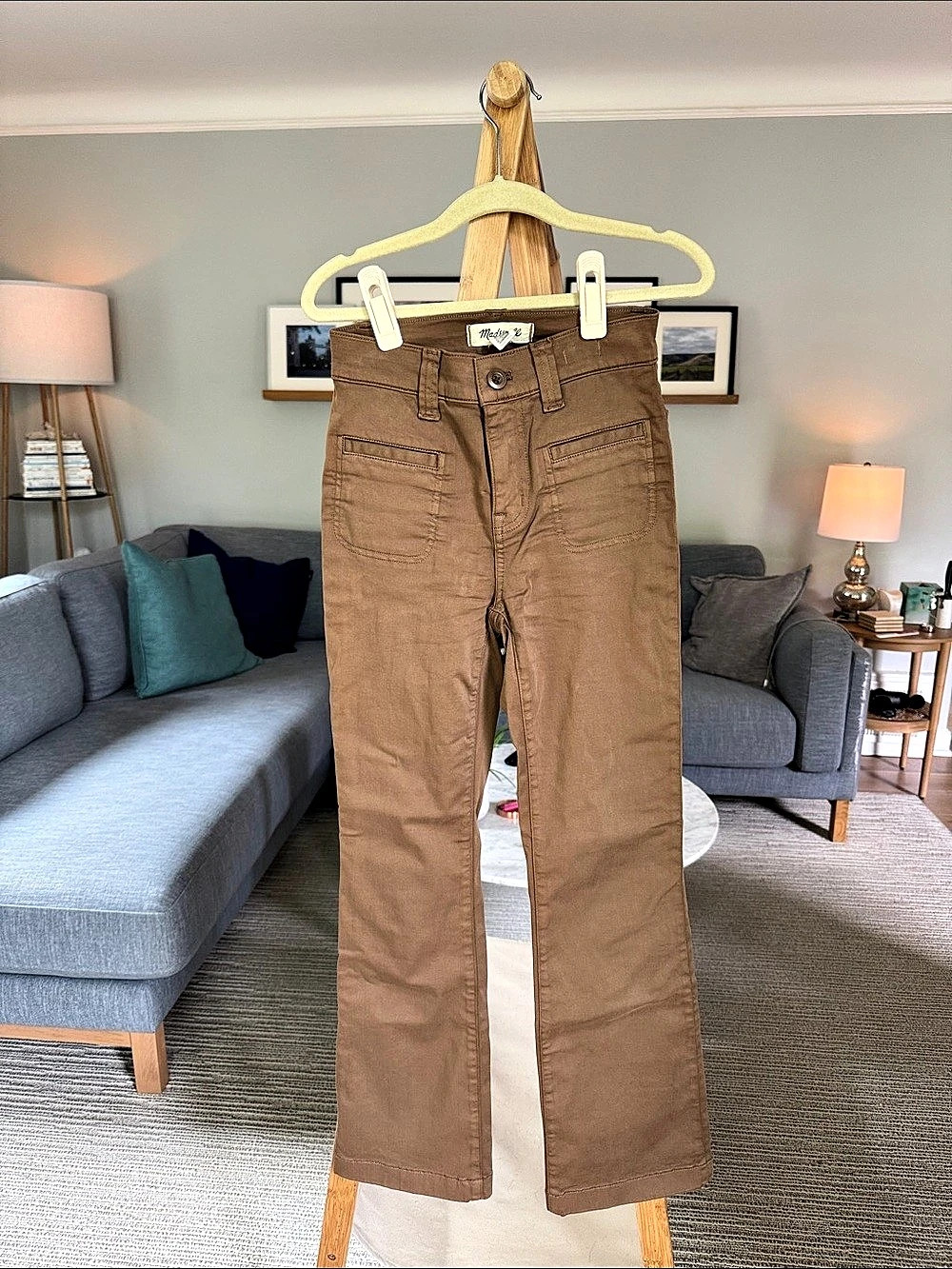 Madewell Chino Skinny Jeans Straight Leg Brown Waist 23